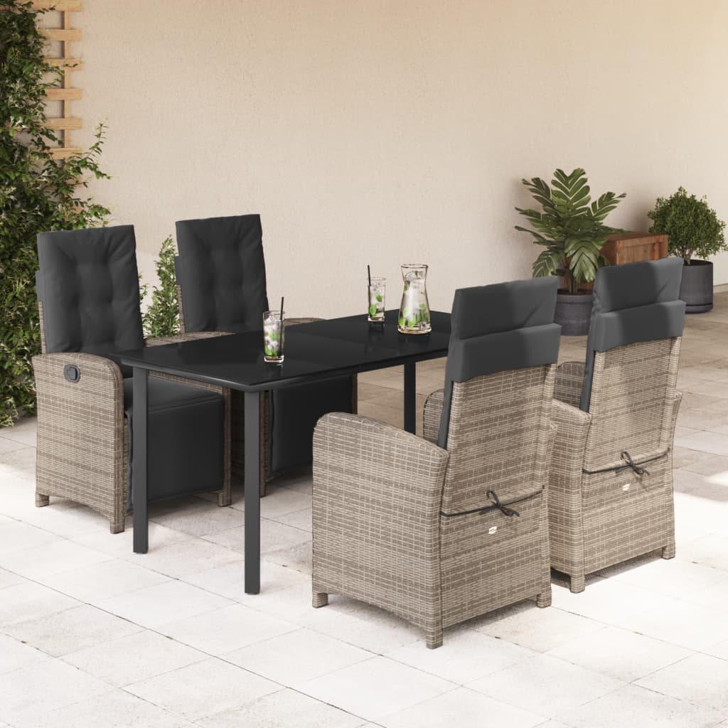 3 Piece Bistro Set With Cushions Gray Poly Rattan