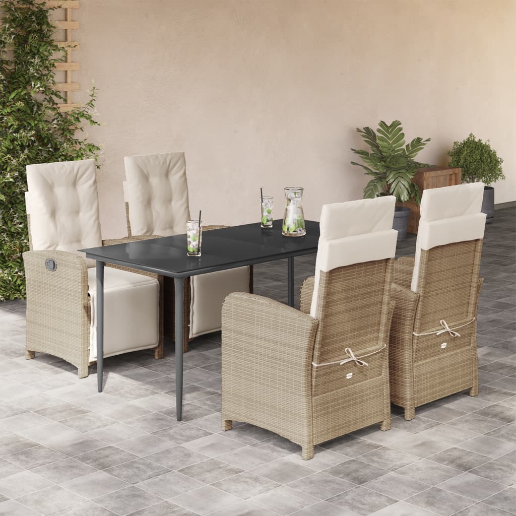 3 Piece Bistro Set With Cushions Beige Poly Rattan