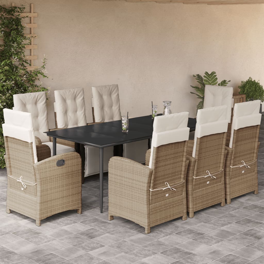 3 Piece Bistro Set With Cushions Beige Poly Rattan