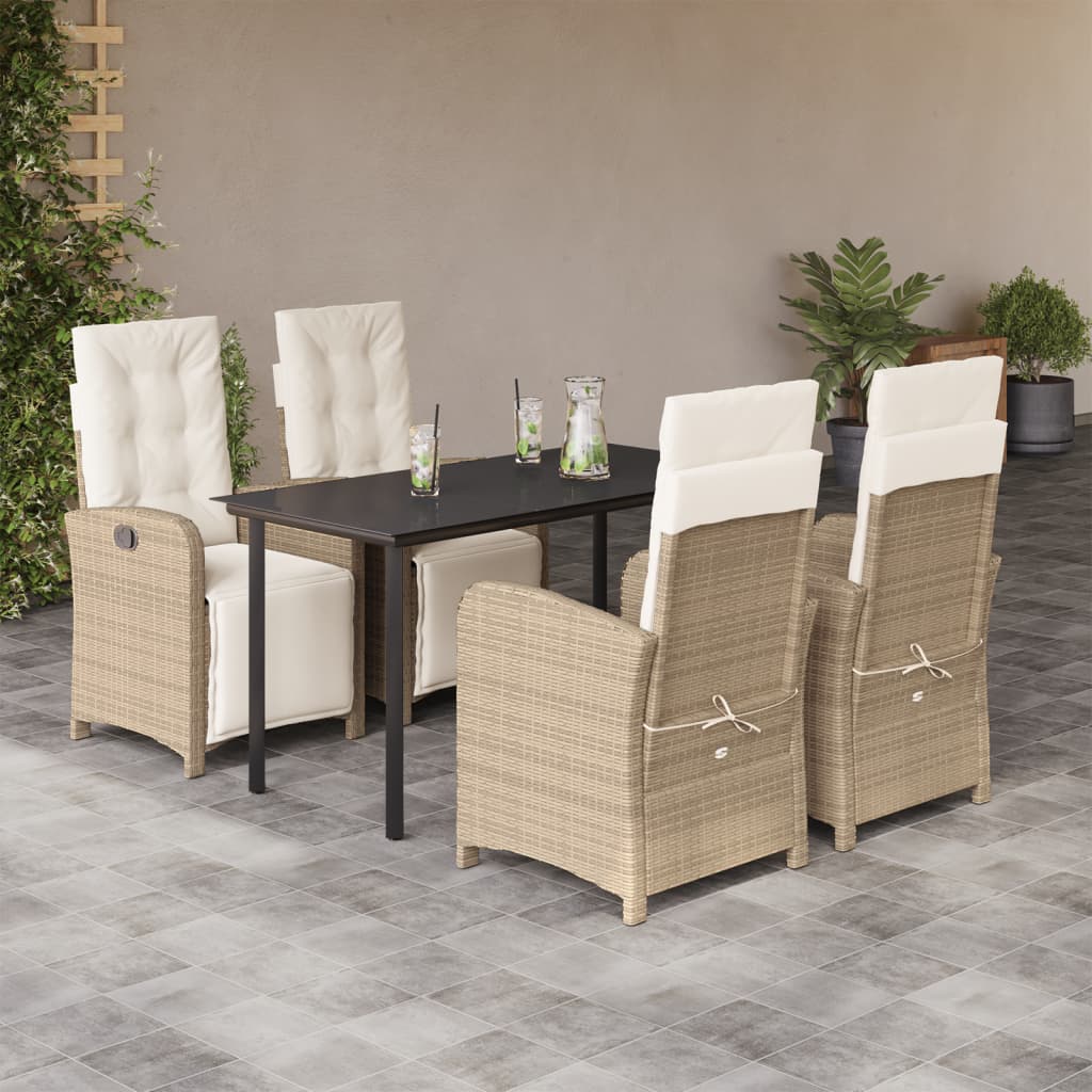 3 Piece Bistro Set With Cushions Beige Poly Rattan