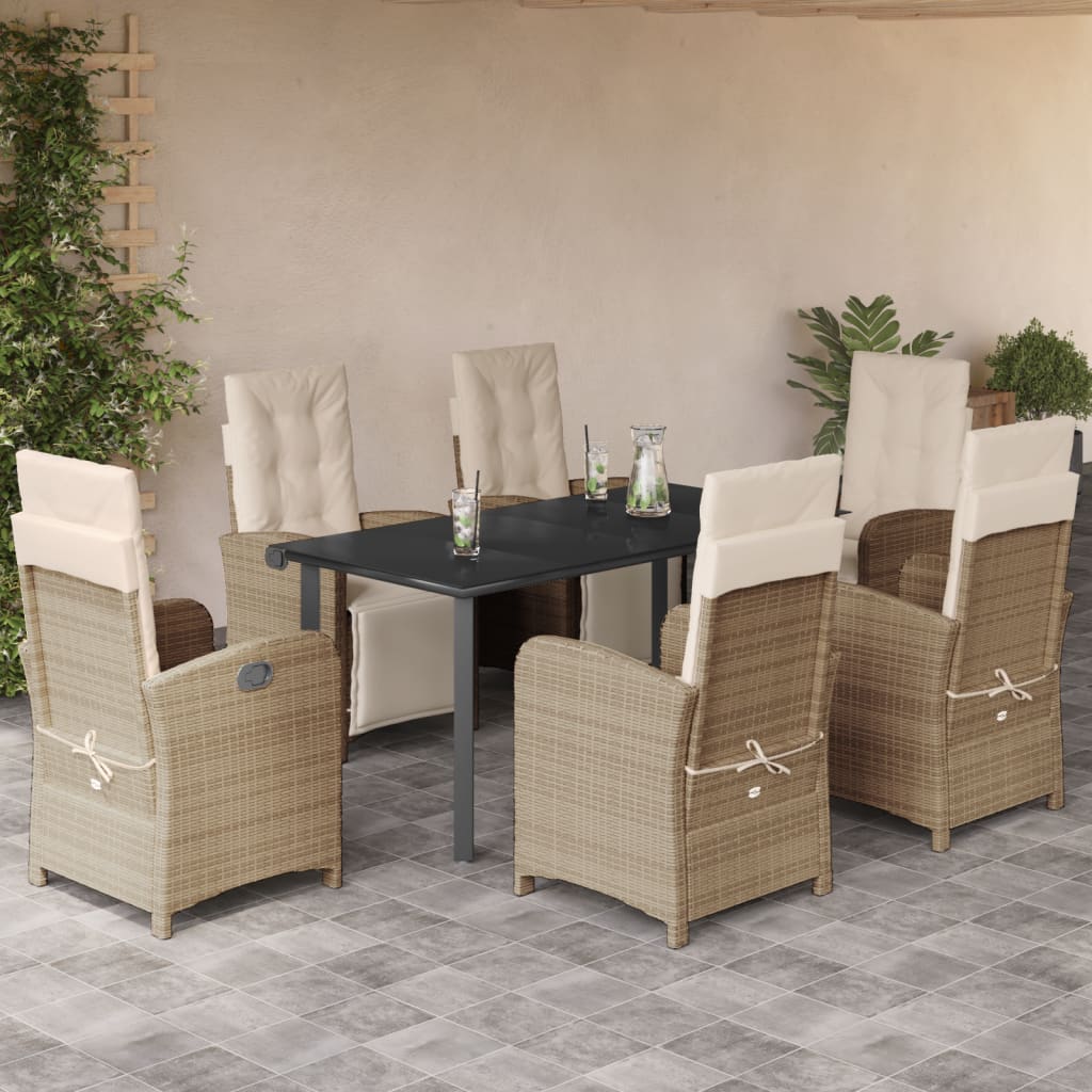 3 Piece Bistro Set With Cushions Beige Poly Rattan