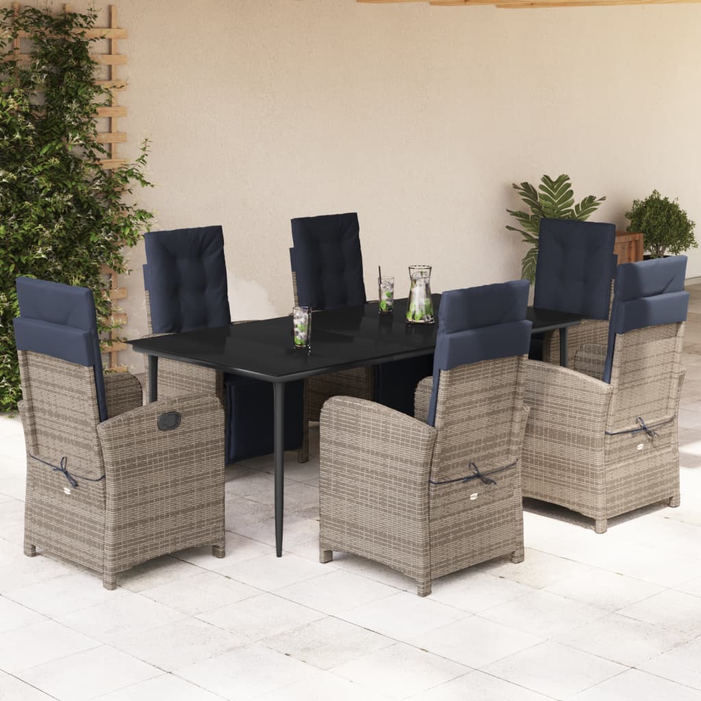 3 Piece Bistro Set With Cushions Gray Poly Rattan