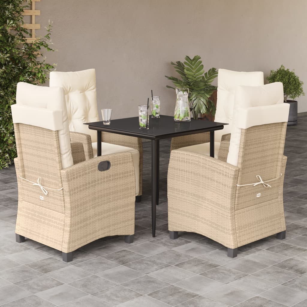 3 Piece Patio Dining Set With Cushions Beige Poly Rattan