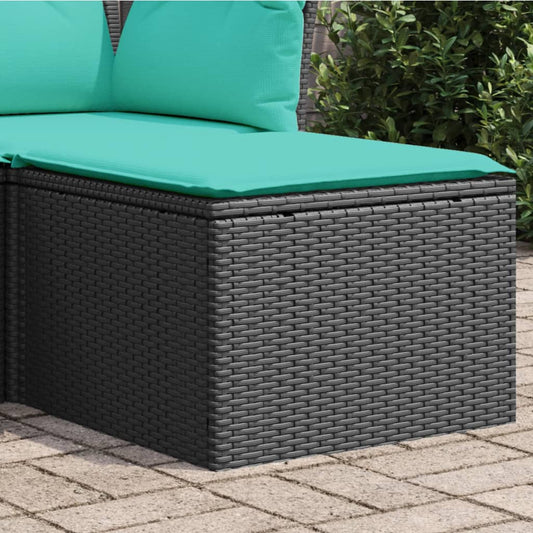 Patio Stool With Cushion 21.7&quot;X21.7&quot;X14.6&quot; Poly Rattan