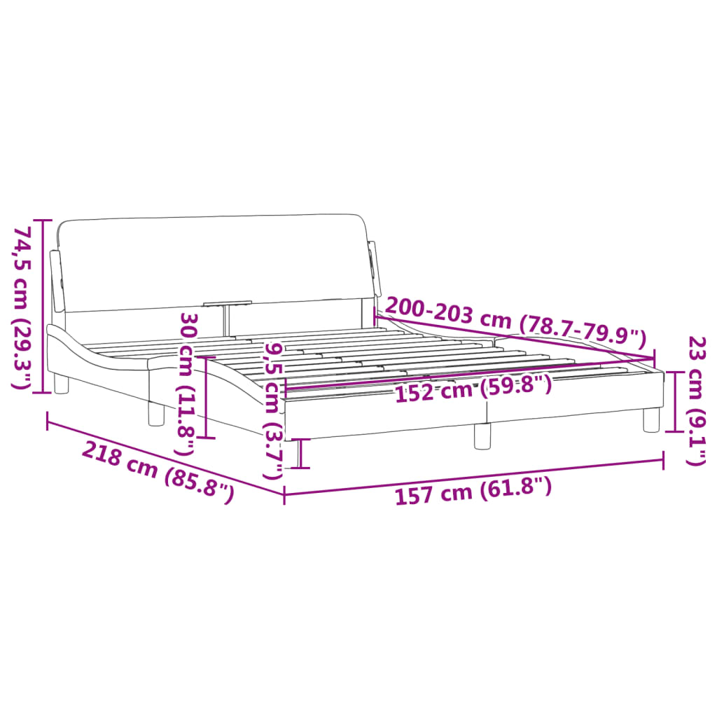 Bed Frame Without Mattress 59.8&quot;X79.9&quot; Velvet