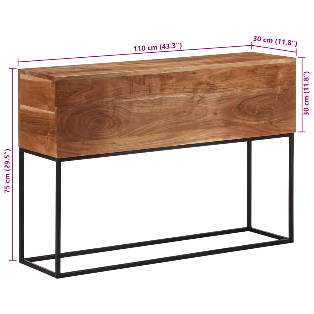 Console Table 43.3&quot;X11.8&quot;X29.5&quot; Solid Wood Acacia And Iron