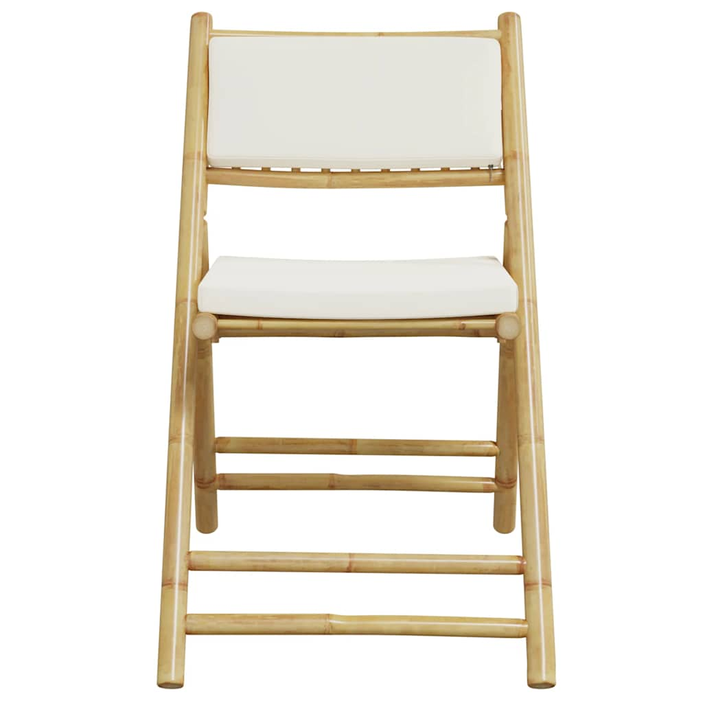 Folding Bistro Chairs 2 Pcs With Cushions Bamboo