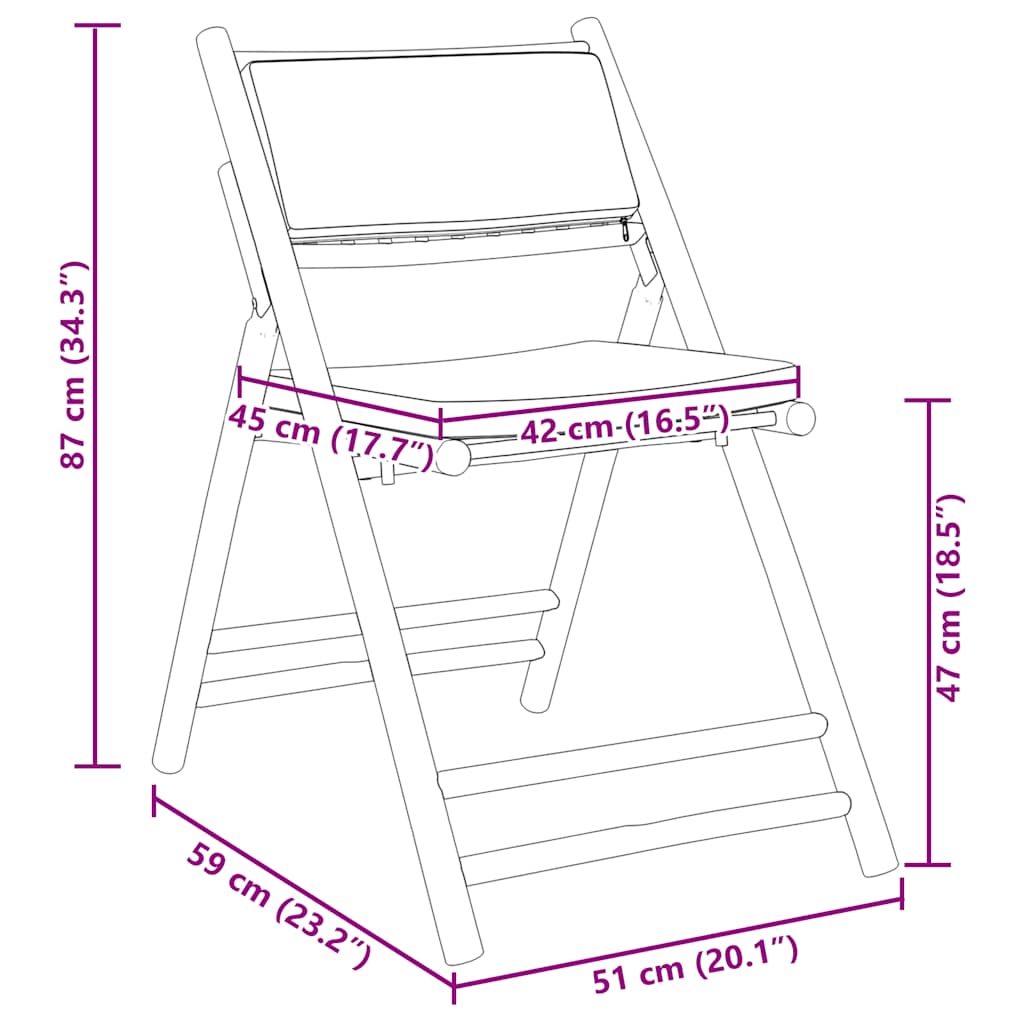 Folding Bistro Chairs 2 Pcs With Cushions Bamboo