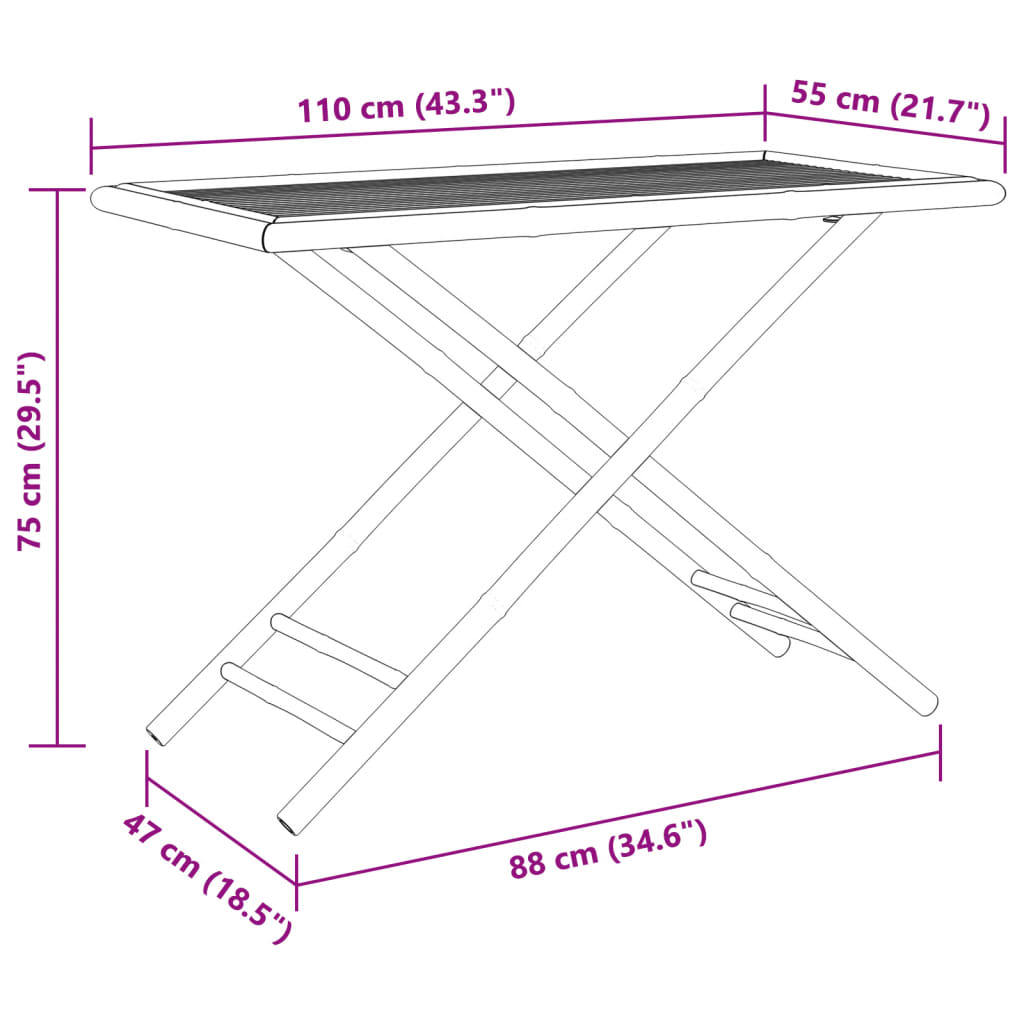 Folding Patio Table 43.3&quot;X21.7&quot;X29.5&quot; Bamboo