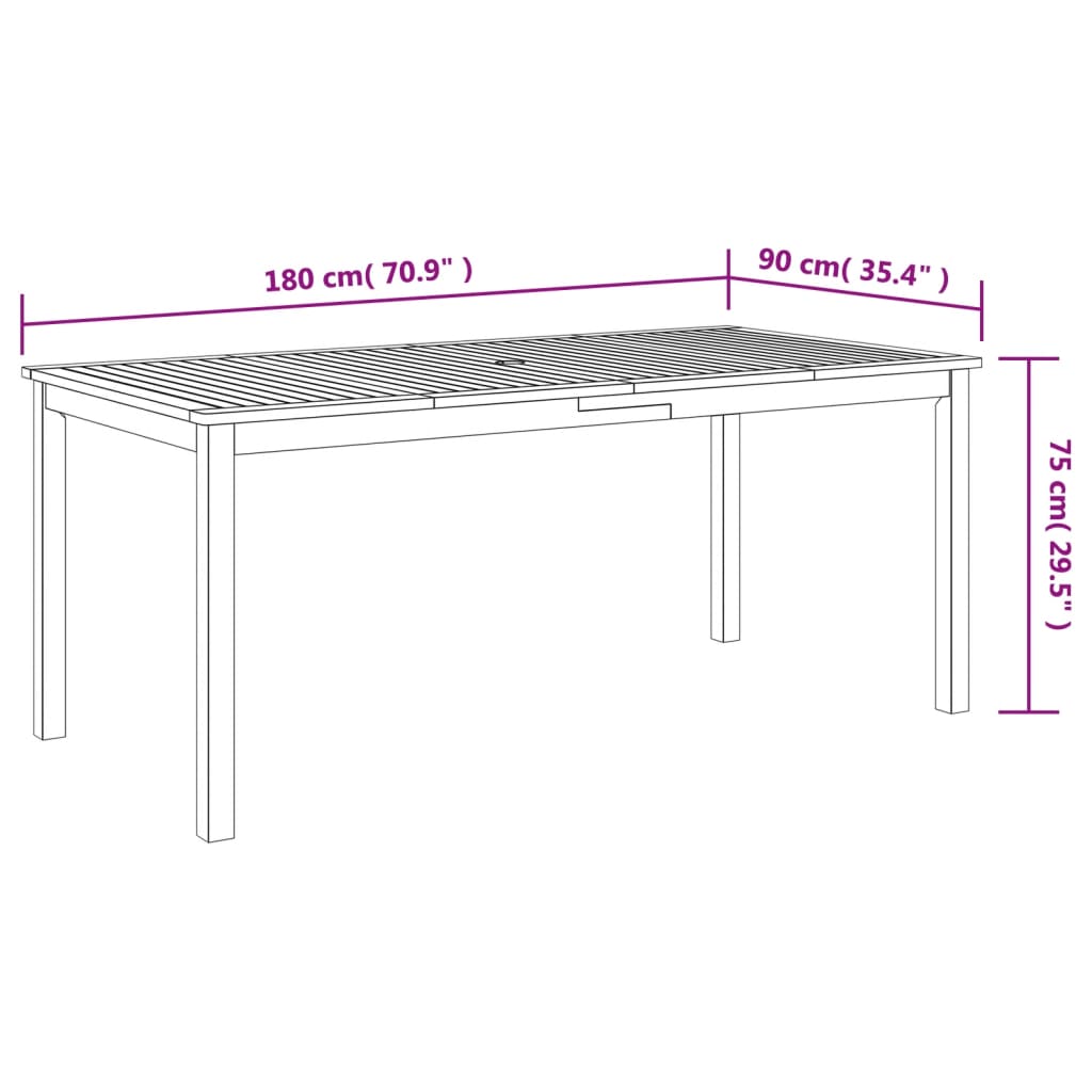 Patio Dining Table Solid Wood Acacia