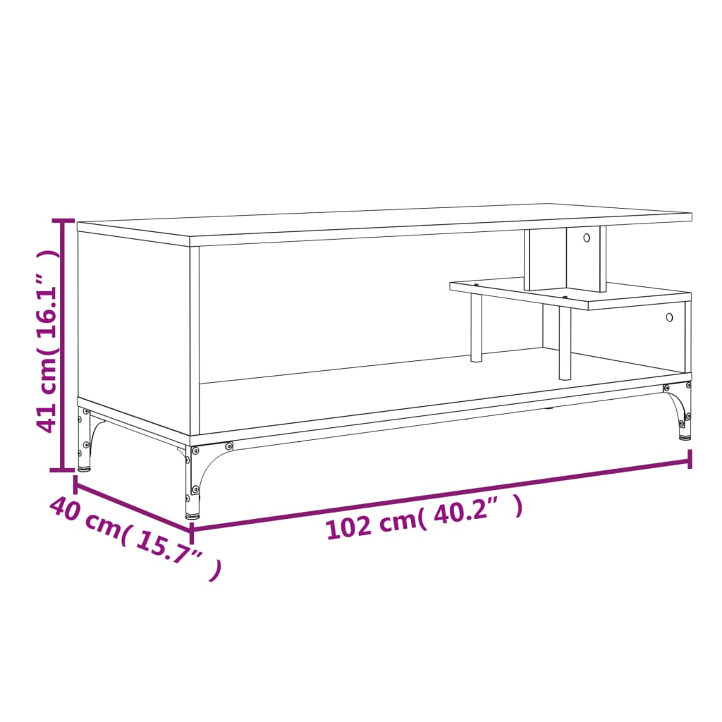 Tv Stand 40.2&quot;X15.7&quot;X16.1&quot; Engineered Wood And Powder-Coated Steel