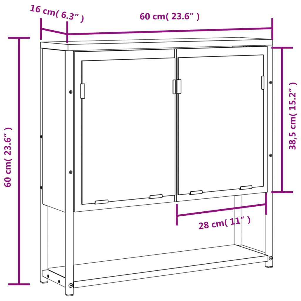 Bathroom Mirror Cabinet 23.6&quot;X6.3&quot;X23.6&quot; Engineered Wood