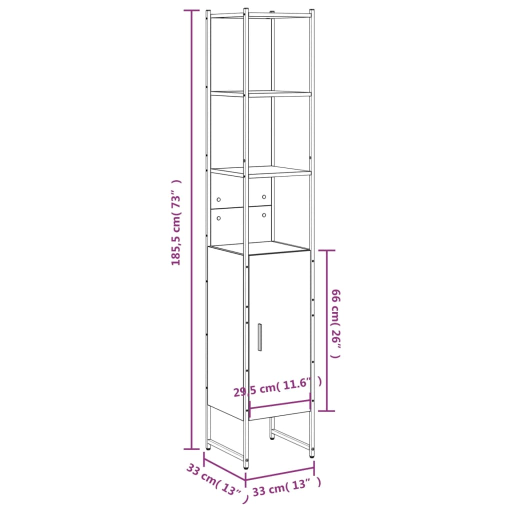 Bathroom Cabinet 13&quot;X13&quot;X73&quot; Engineered Wood