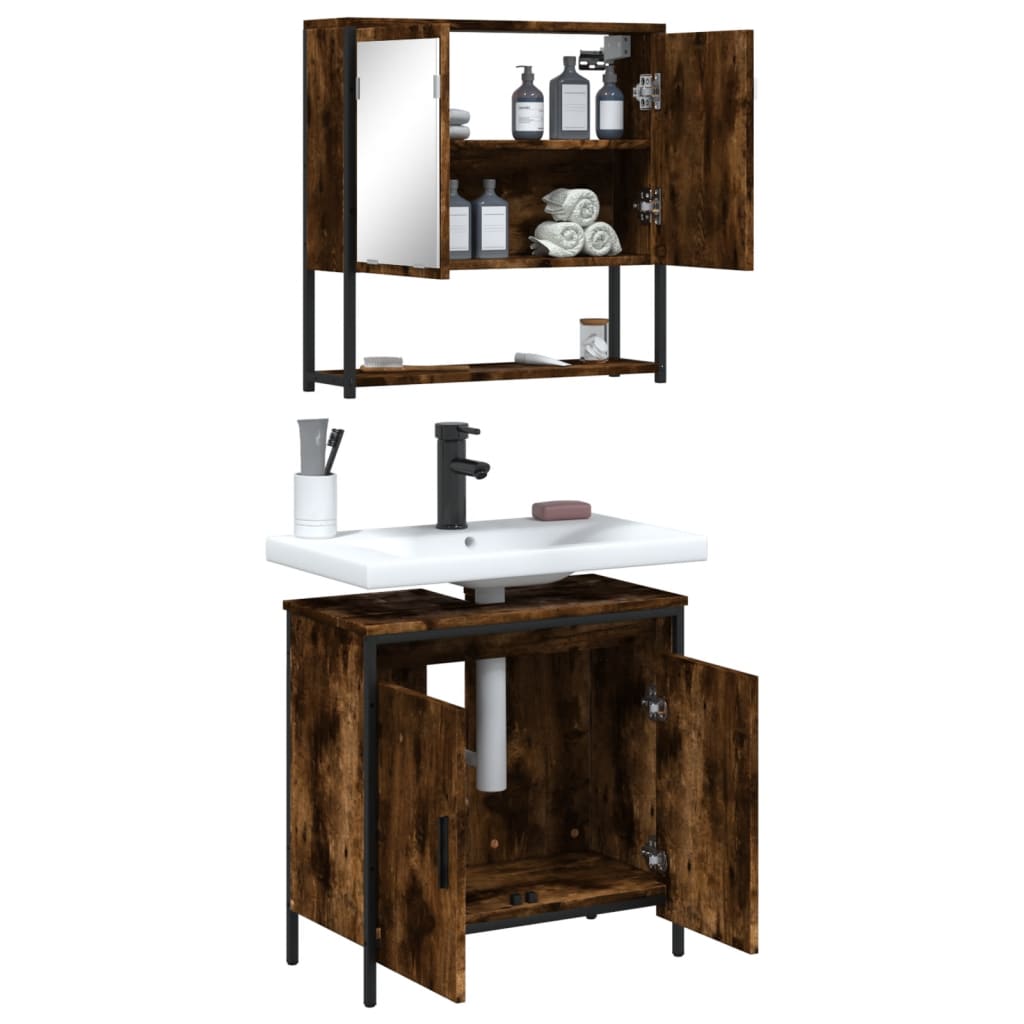 2 Piece Bathroom Furniture Set Engineered Wood