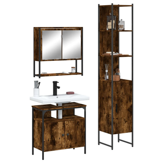 3 Piece Bathroom Furniture Set Engineered Wood