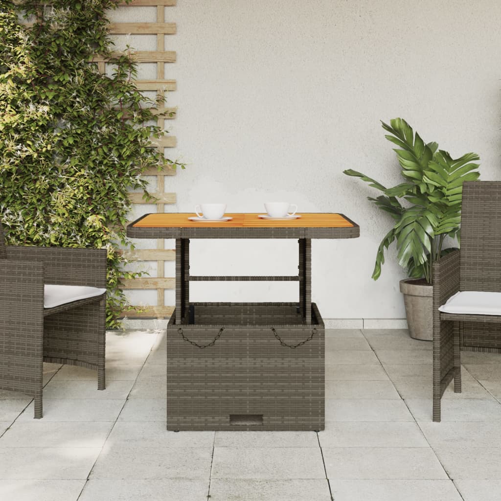 Patio Table Poly Rattan And Acacia Wood