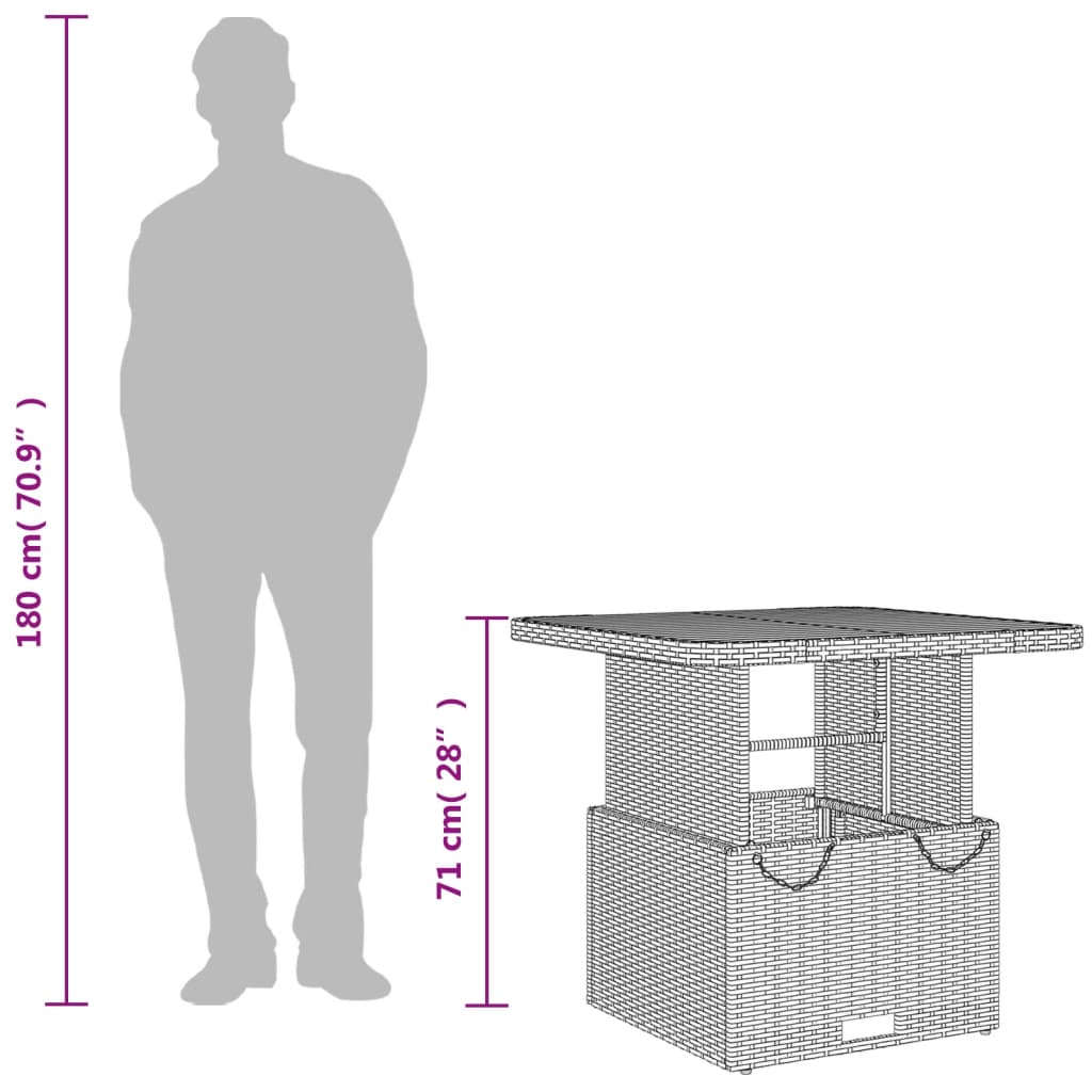 Patio Table Poly Rattan And Acacia Wood