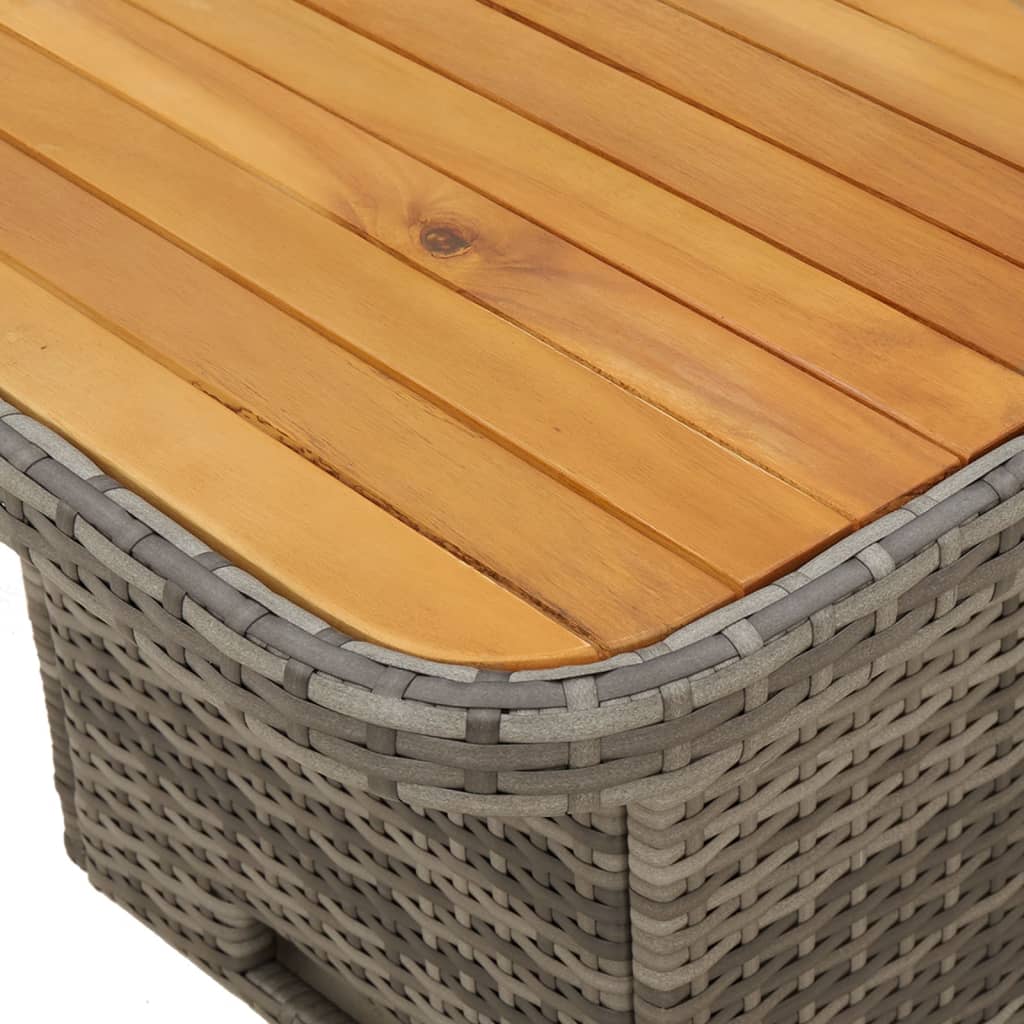 Patio Table Poly Rattan And Acacia Wood