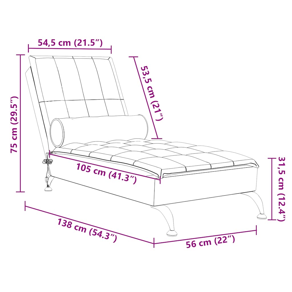 Massage Chaise Lounge With Bolster Fabric