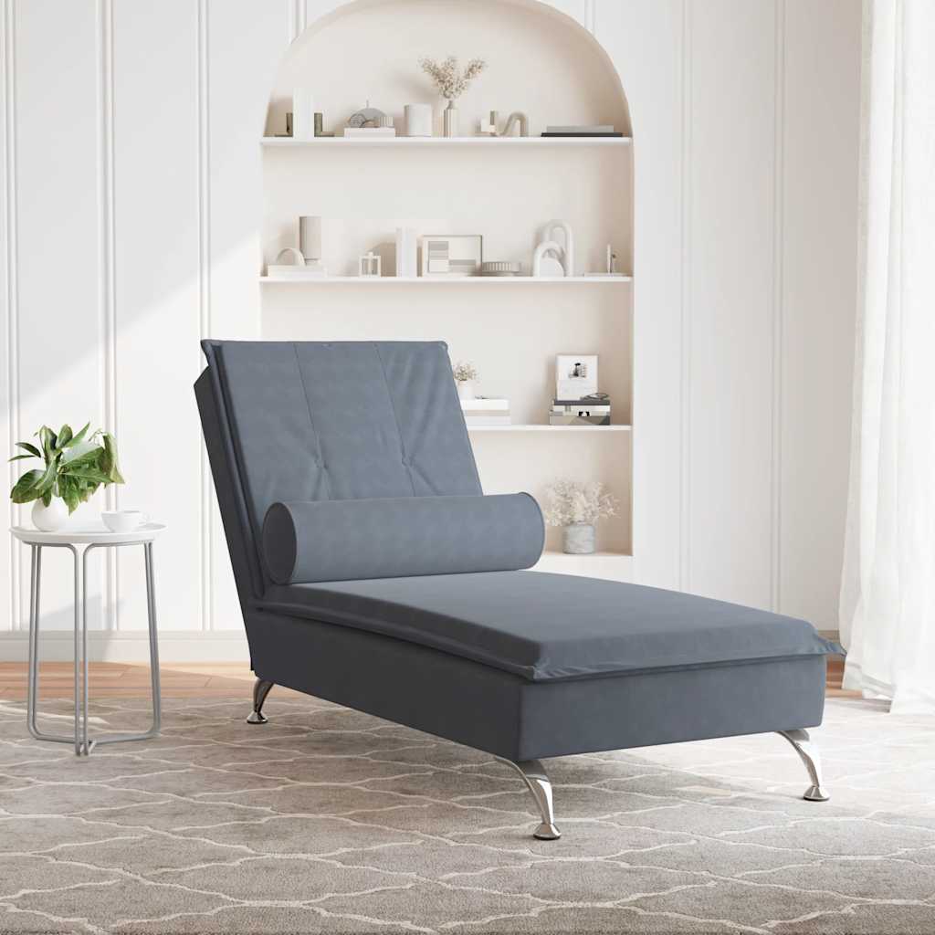 Massage Chaise Lounge With Bolster Velvet