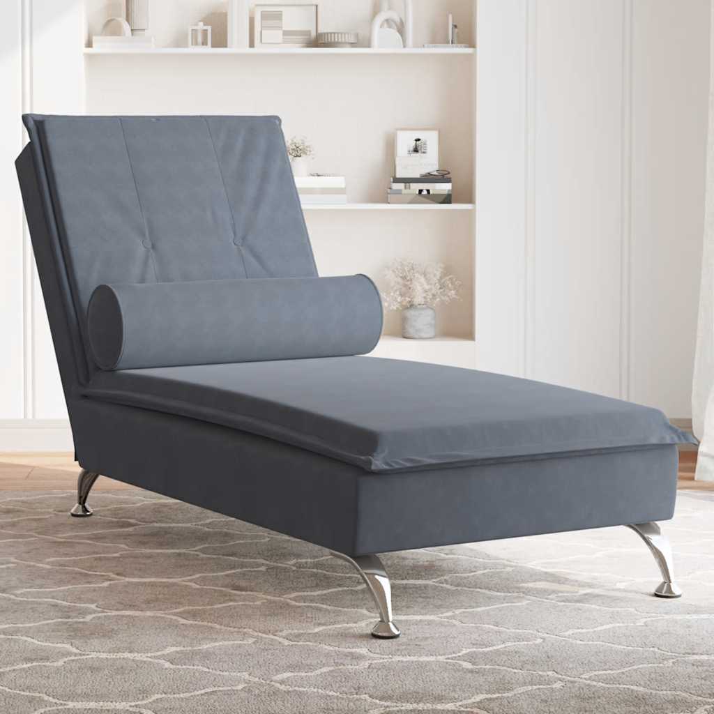 Massage Chaise Lounge With Bolster Velvet