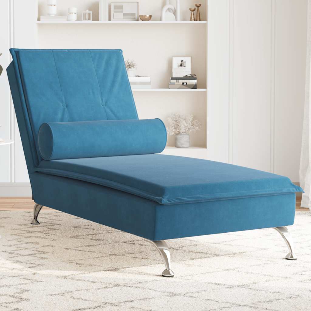 Massage Chaise Lounge With Bolster Velvet