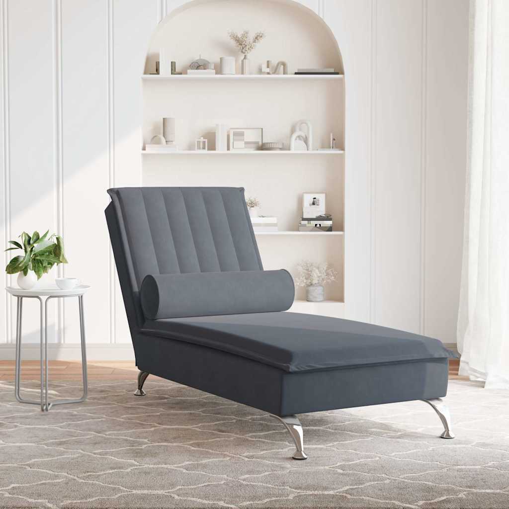 Massage Chaise Lounge With Bolster Velvet