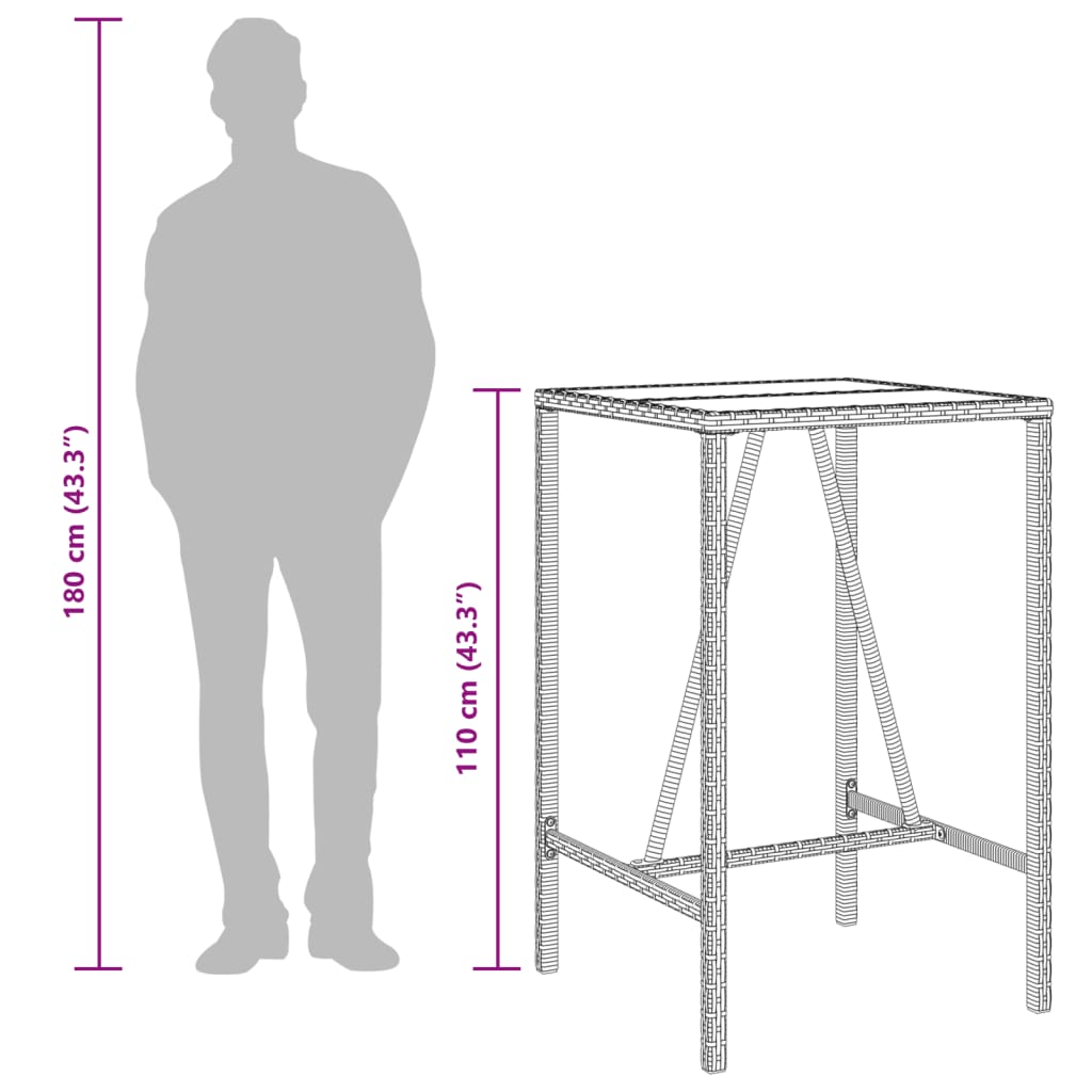 Patio Bar Table Poly Rattan