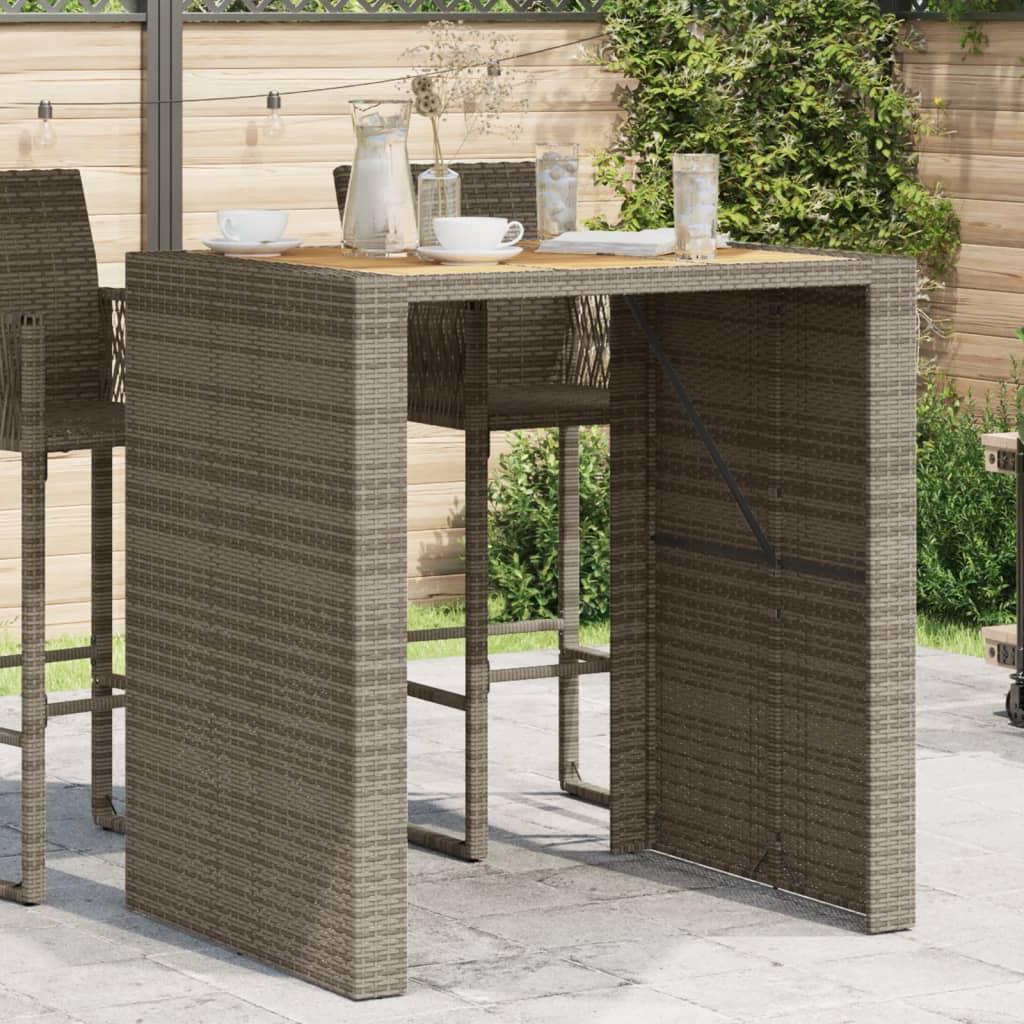 Patio Bar Table With Acacia Wood Top Poly Rattan