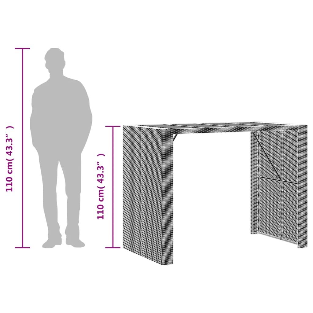 Patio Bar Table With Acacia Wood Top Poly Rattan