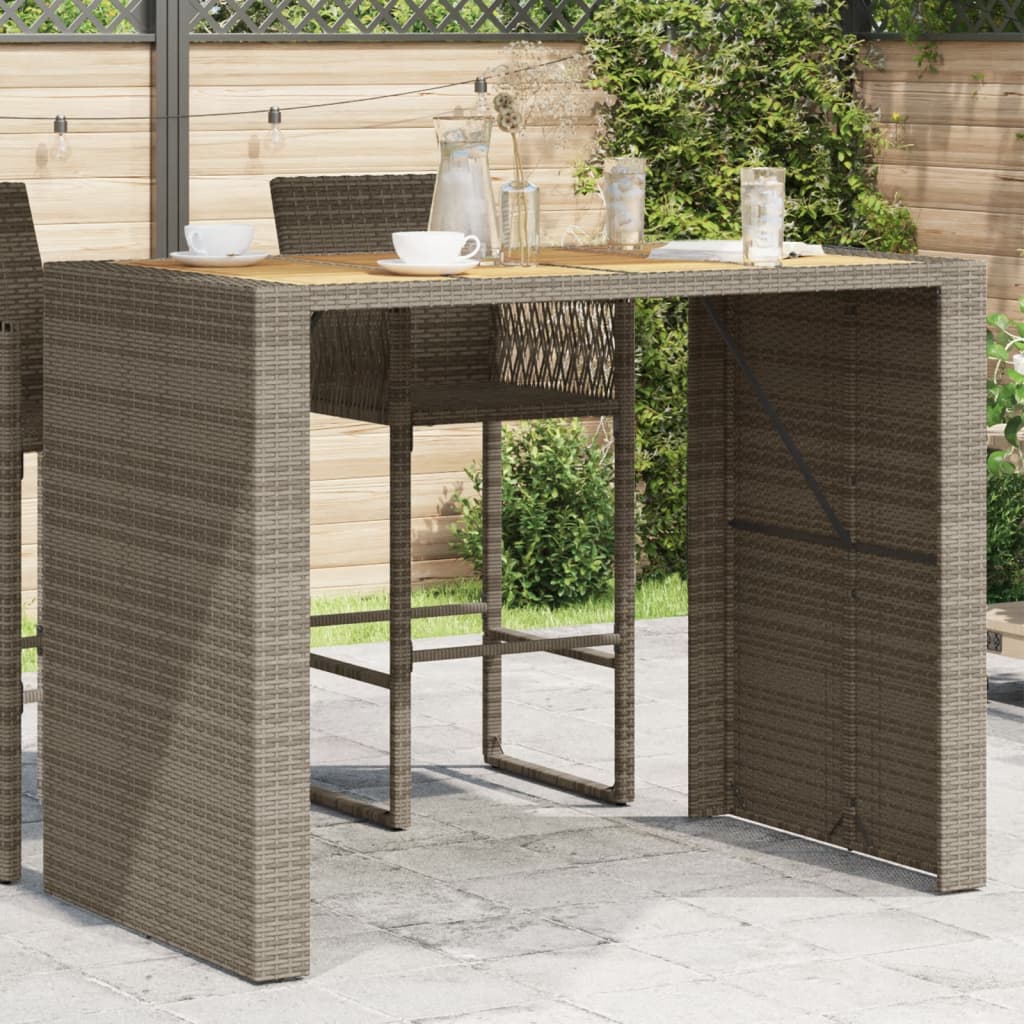 Patio Bar Table With Acacia Wood Top Poly Rattan