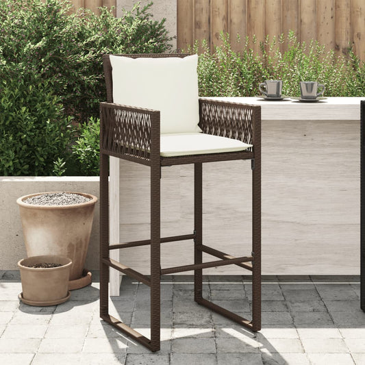 Patio Bar Stools With Cushions 2 Pcs Poly Rattan