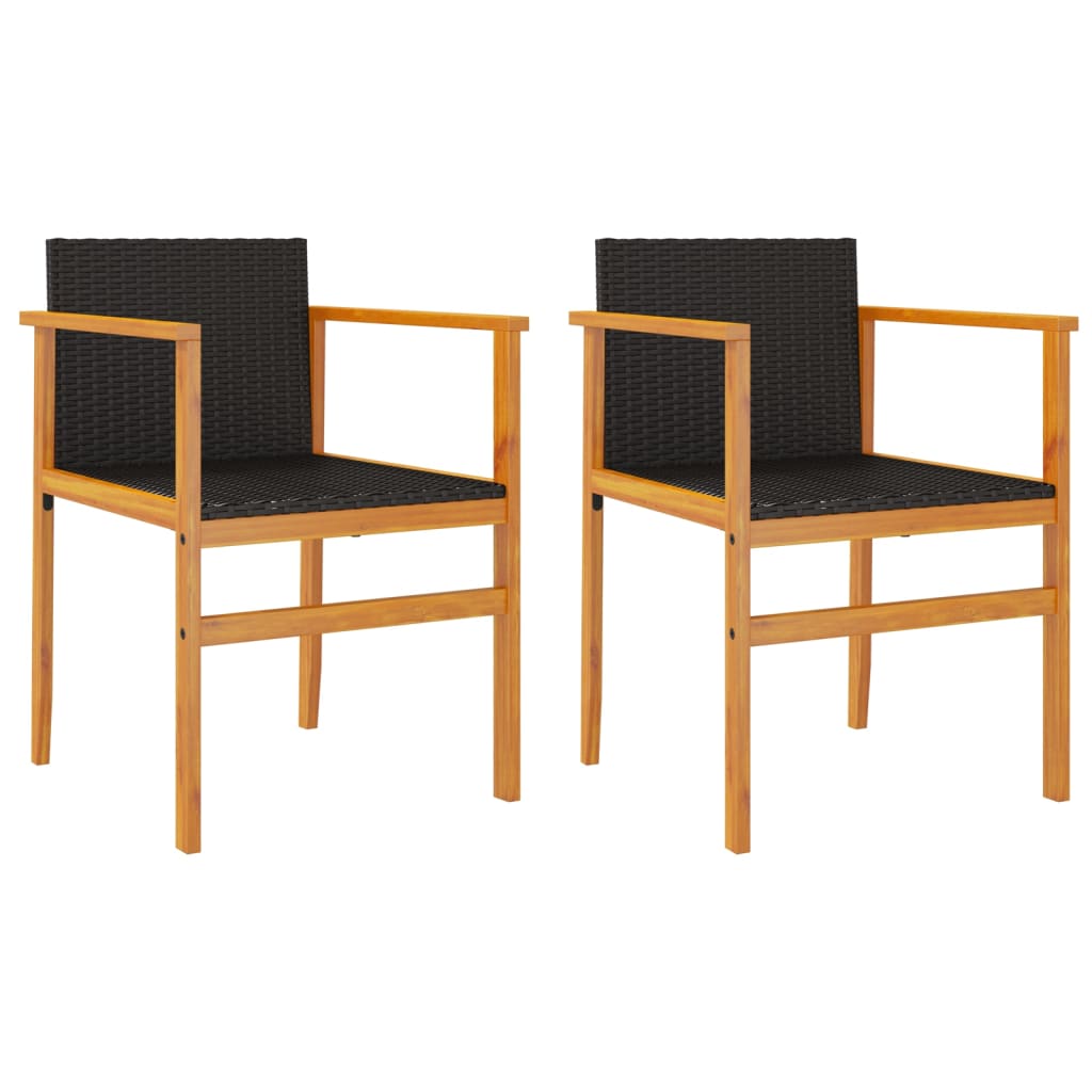 Patio Chairs 2 Pcs Poly Rattan&Solid Wood