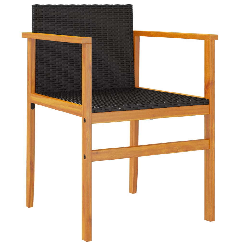 Patio Chairs 2 Pcs Poly Rattan&Solid Wood