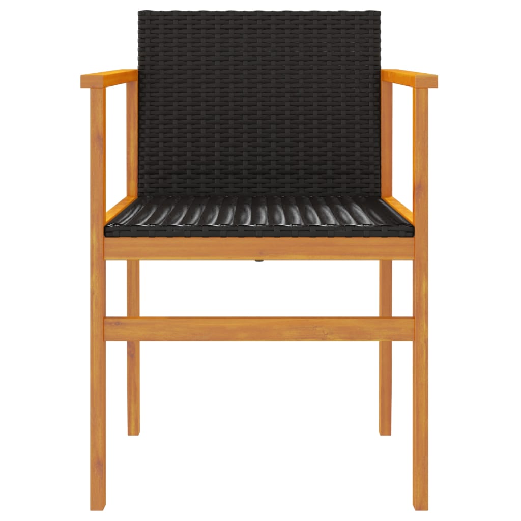 Patio Chairs 2 Pcs Poly Rattan&Solid Wood