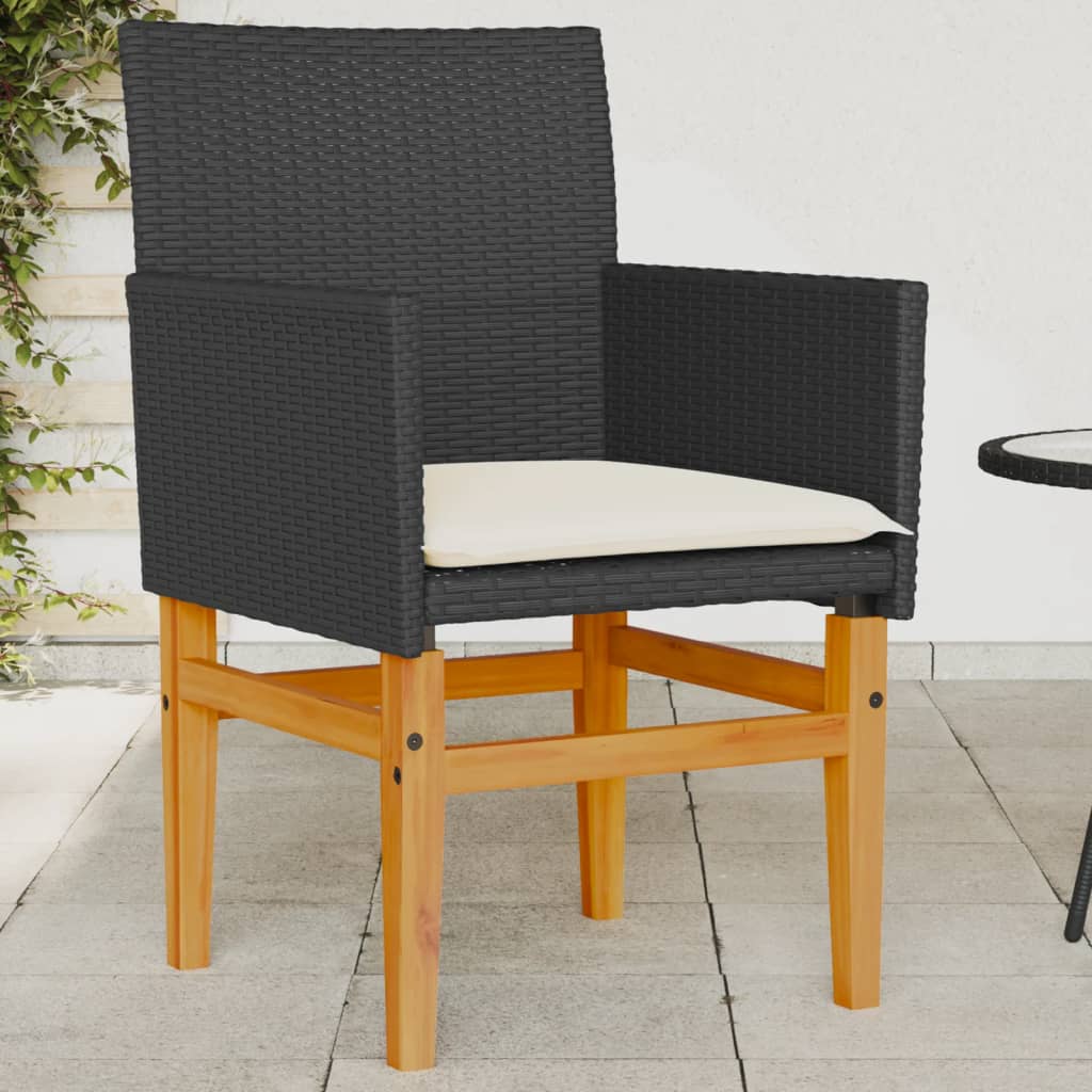 Patio Chairs 2 Pcs Poly Rattan&Solid Wood