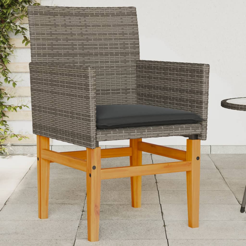 Patio Chairs 2 Pcs Poly Rattan&Solid Wood