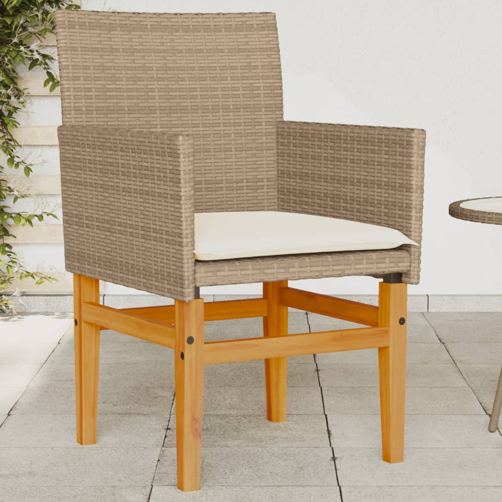 Patio Chairs 2 Pcs Poly Rattan&Solid Wood