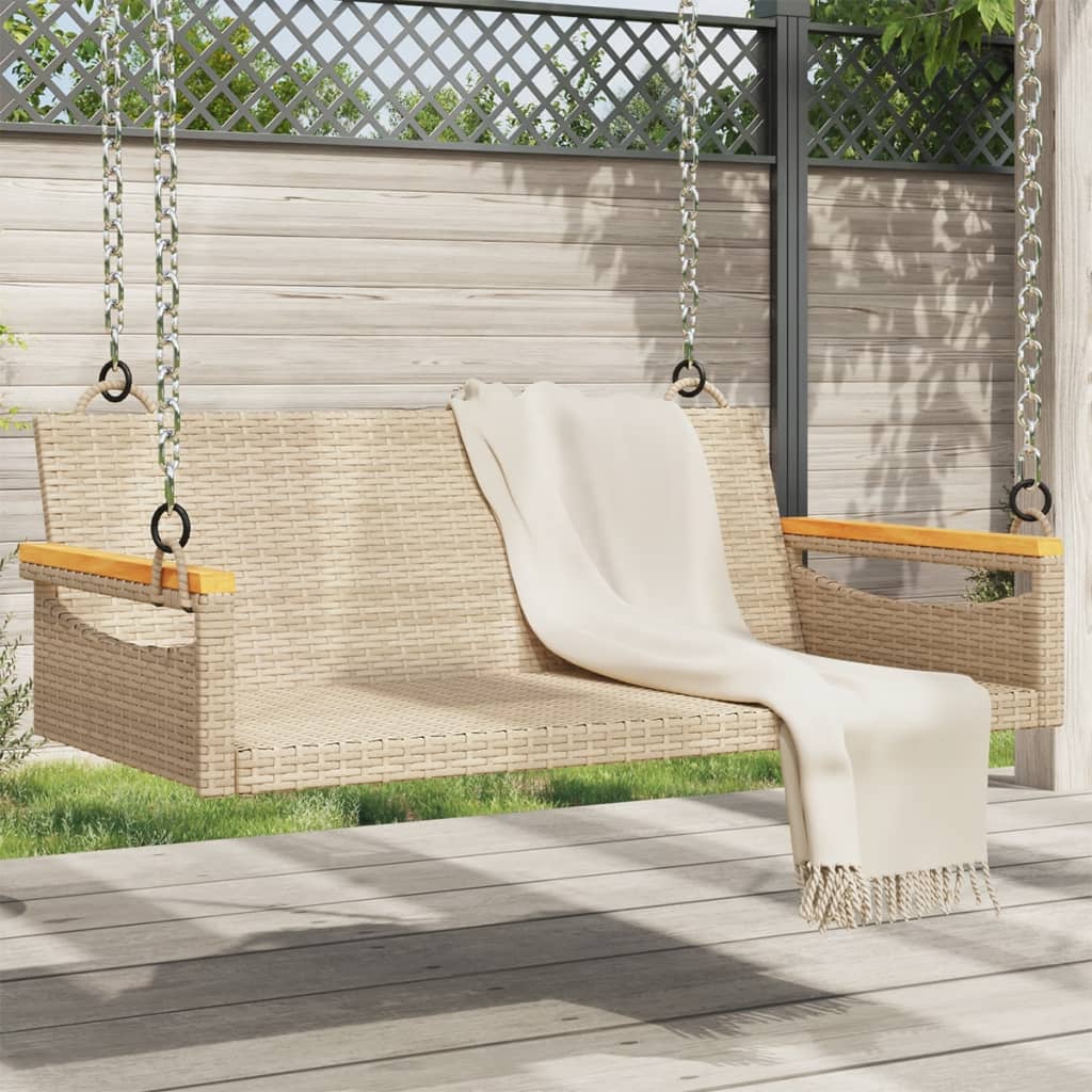 Swing Bench With Cushions 24.8&quot;X24.4&quot;X15.7&quot; Poly Rattan