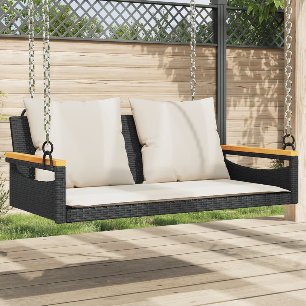 Swing Bench With Cushions 24.8&quot;X24.4&quot;X15.7&quot; Poly Rattan