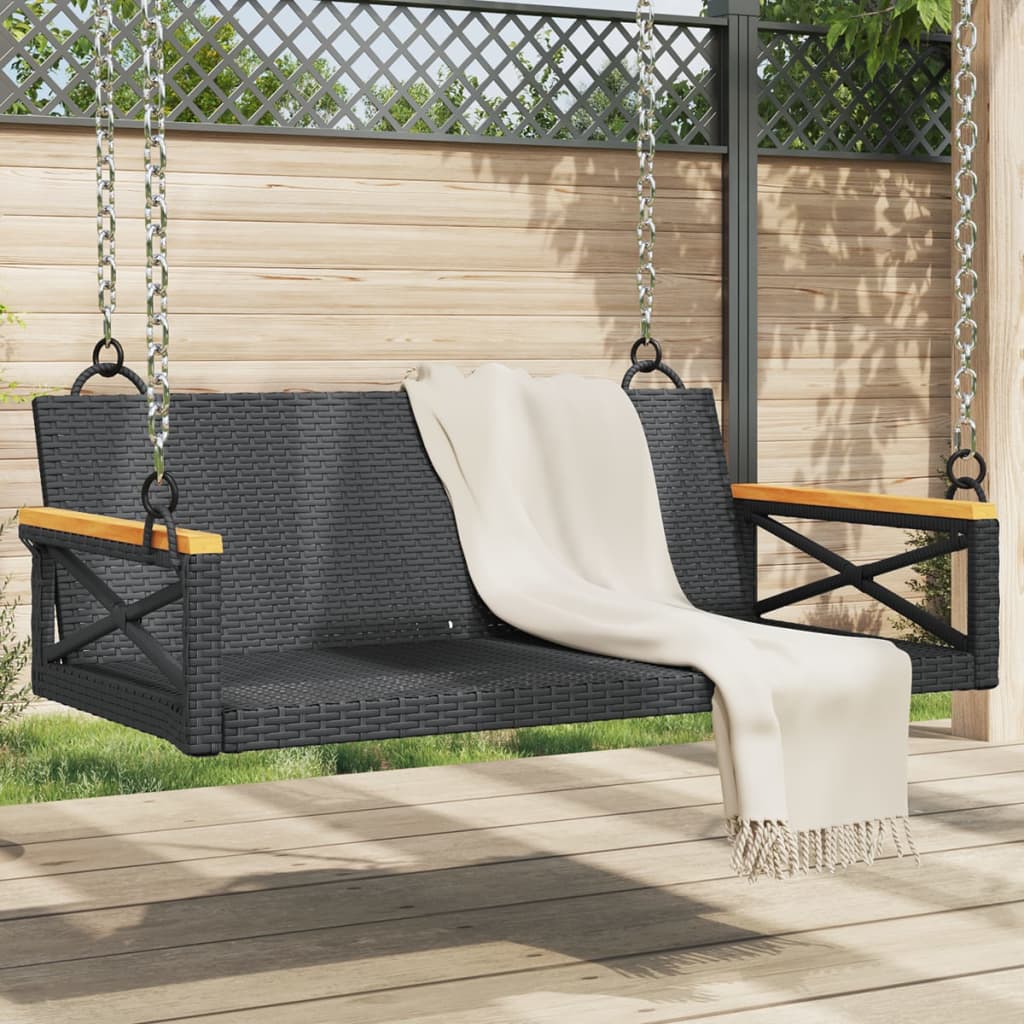 Swing Bench With Cushions 24.8&quot;X24.4&quot;X15.7&quot; Poly Rattan