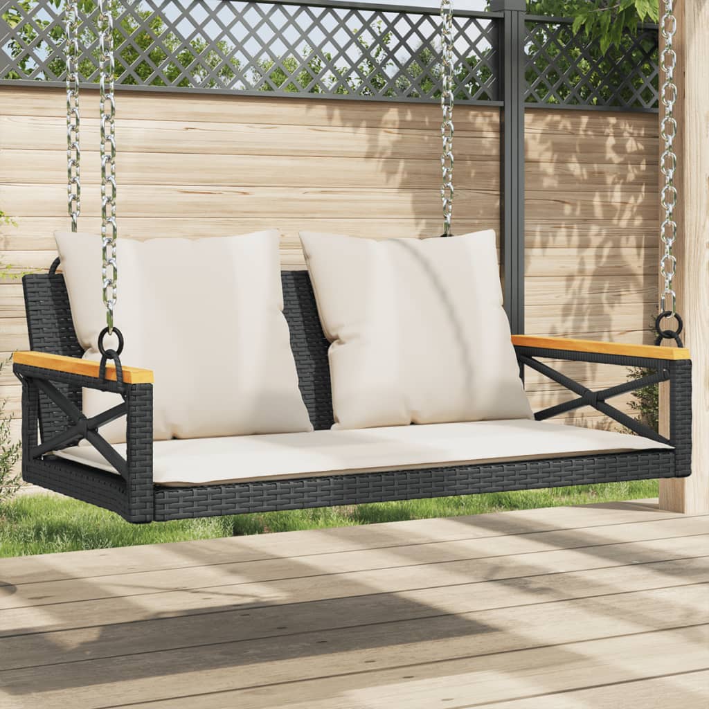 Swing Bench With Cushions 24.8&quot;X24.4&quot;X15.7&quot; Poly Rattan