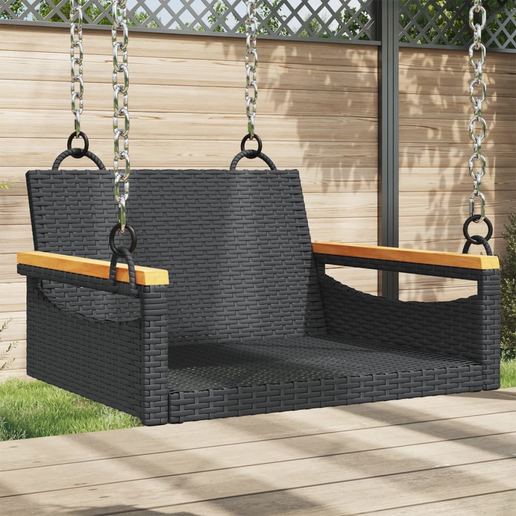 Swing Bench With Cushions 24.8&quot;X24.4&quot;X15.7&quot; Poly Rattan