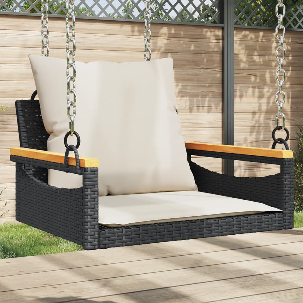 Swing Bench With Cushions 24.8&quot;X24.4&quot;X15.7&quot; Poly Rattan