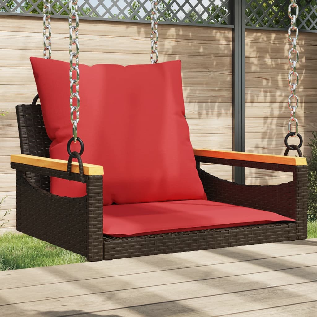 Swing Bench With Cushions Poly Rattan