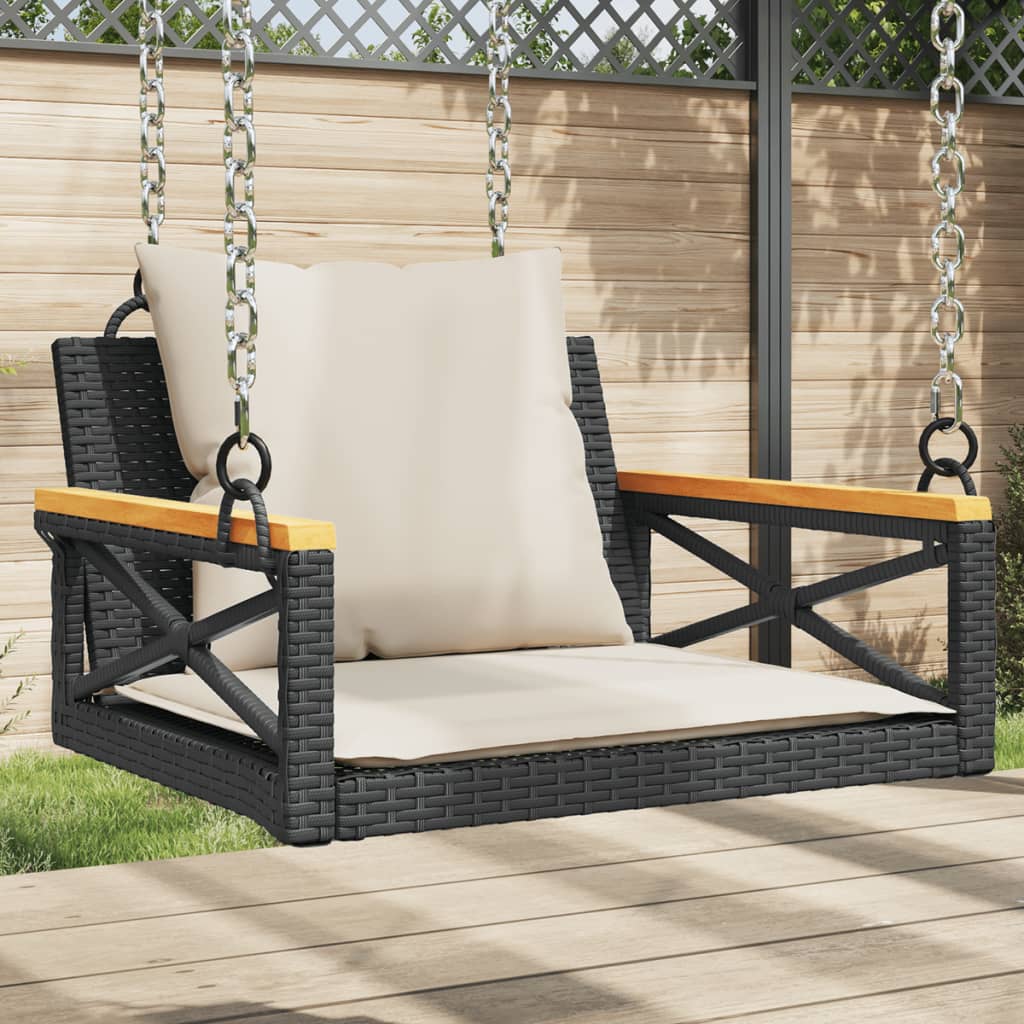 Swing Bench With Cushions 24.8&quot;X24.4&quot;X15.7&quot; Poly Rattan