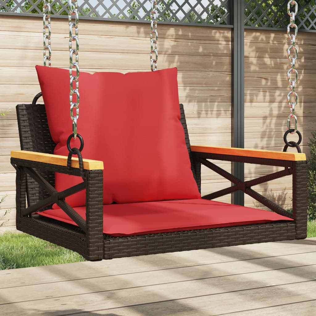 Swing Bench With Cushions Poly Rattan