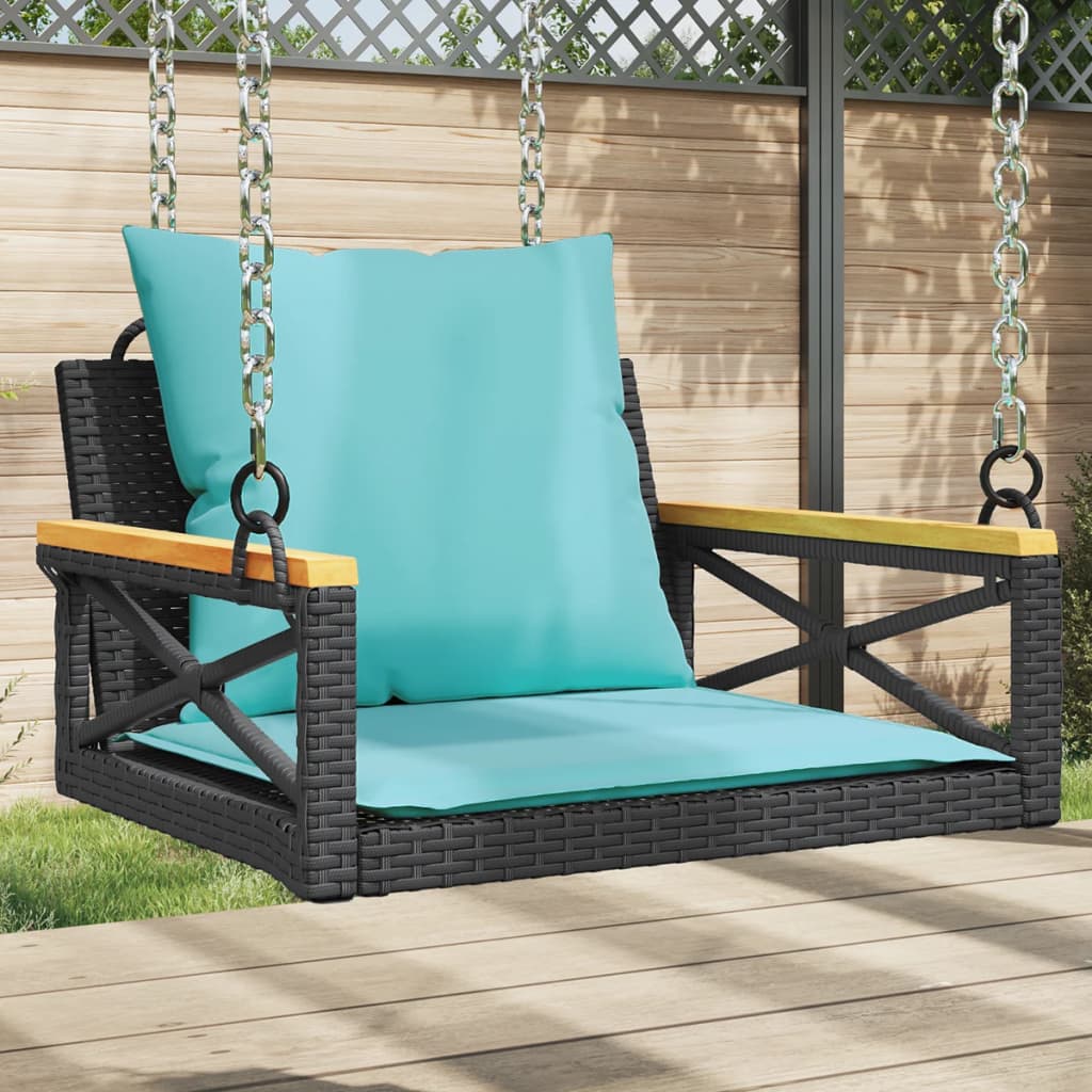 Swing Bench With Cushions Poly Rattan