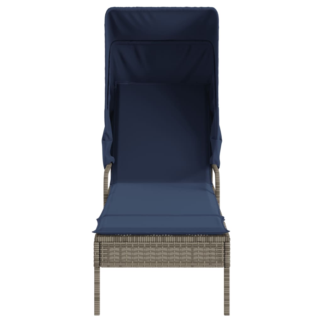 Sun Lounger With Canopy Poly Rattan