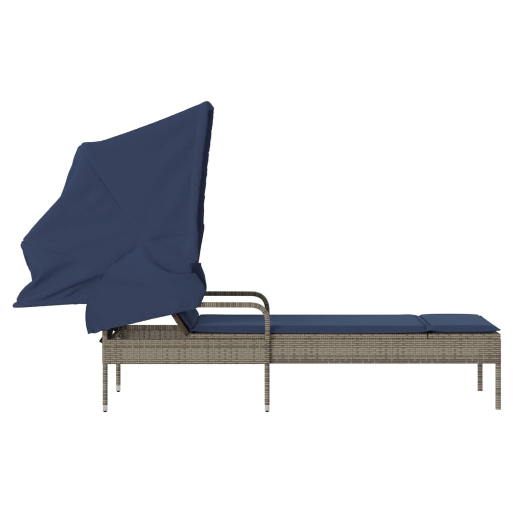 Sun Lounger With Canopy Poly Rattan